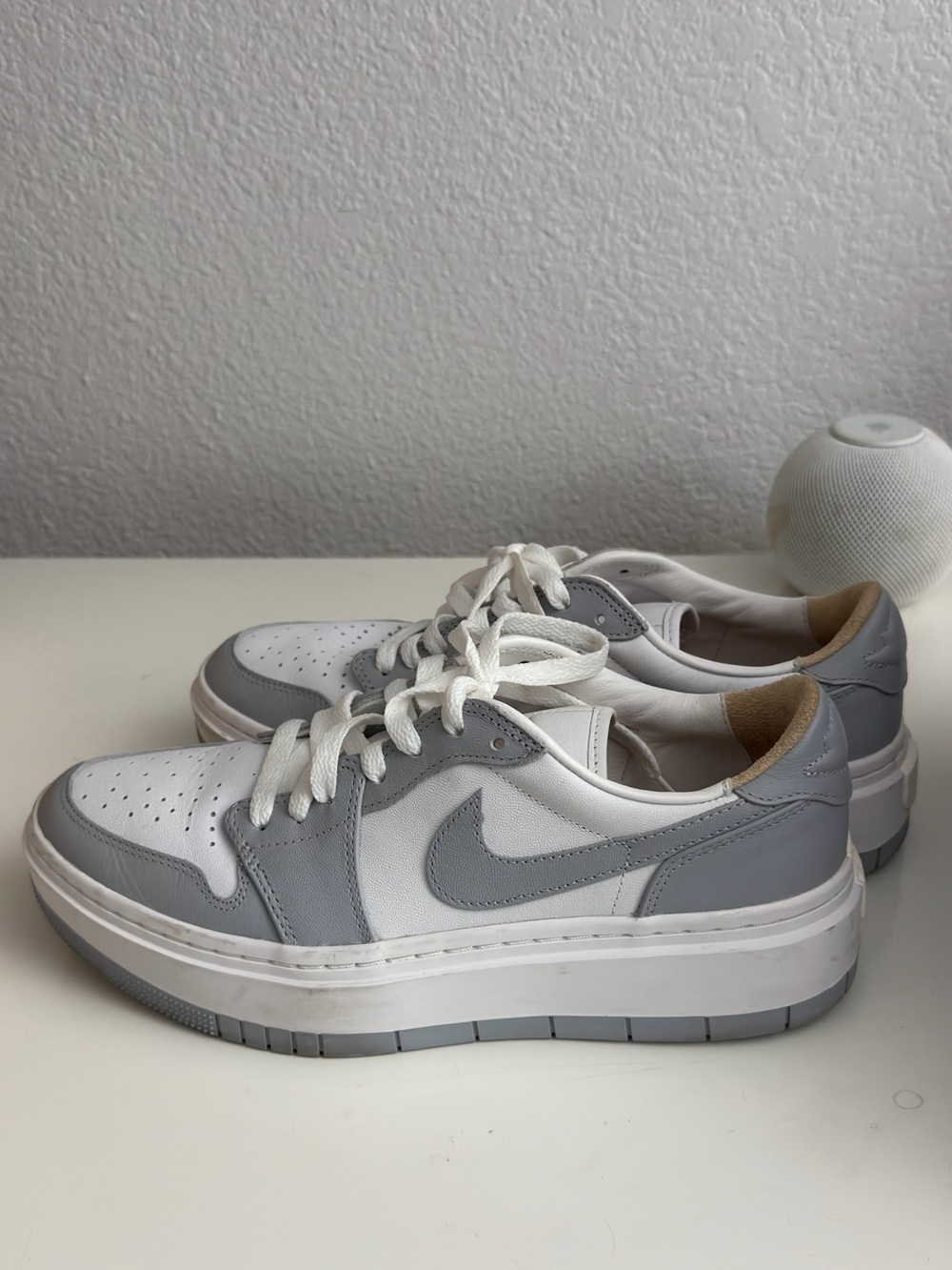 Nike Women’s Low-Top Platform Sneakers in White and Light Gray